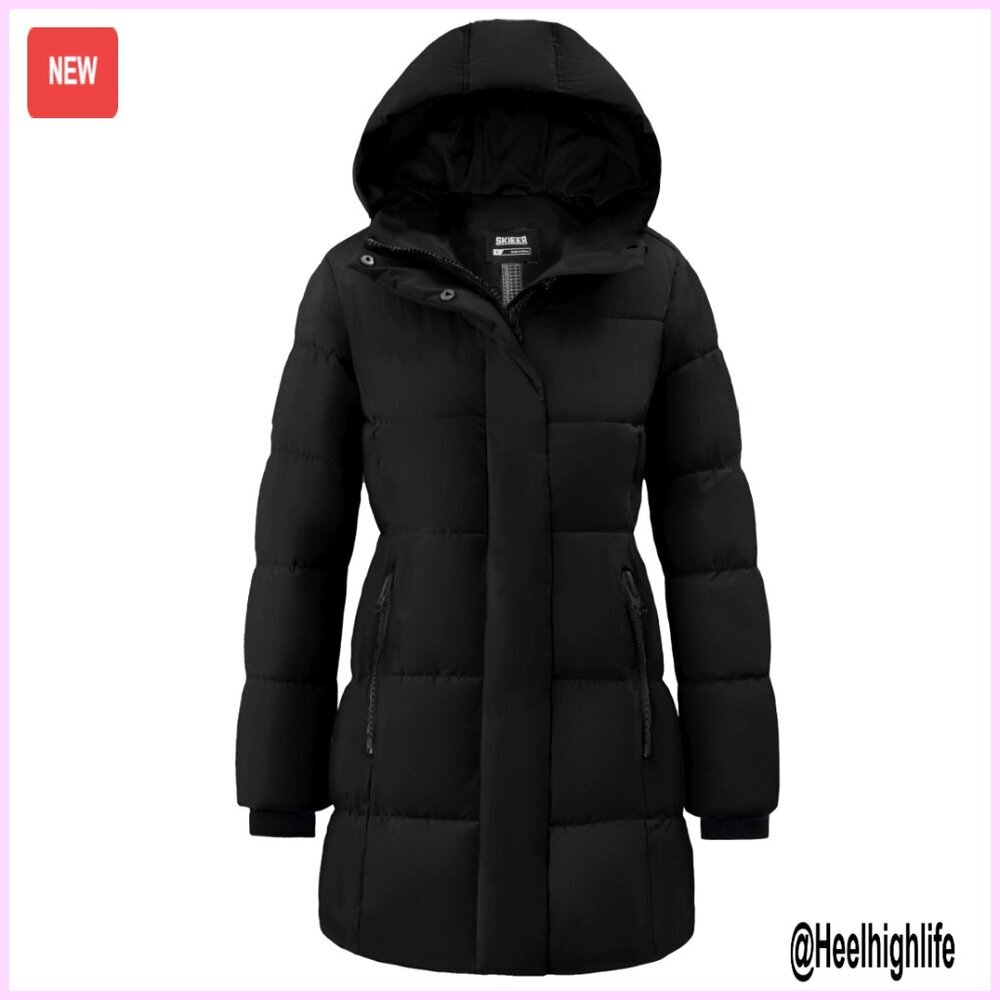 Women's Long Puffer Jacket Waterproof Hooded Winter Coat Warm Recycled